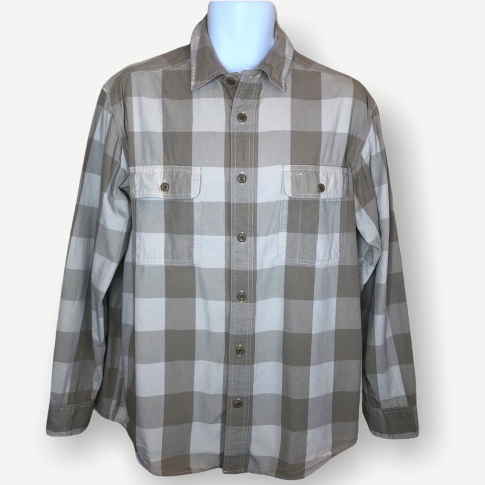 CC Filson Mens Plaid Button-Down Shirt Cotton Brown